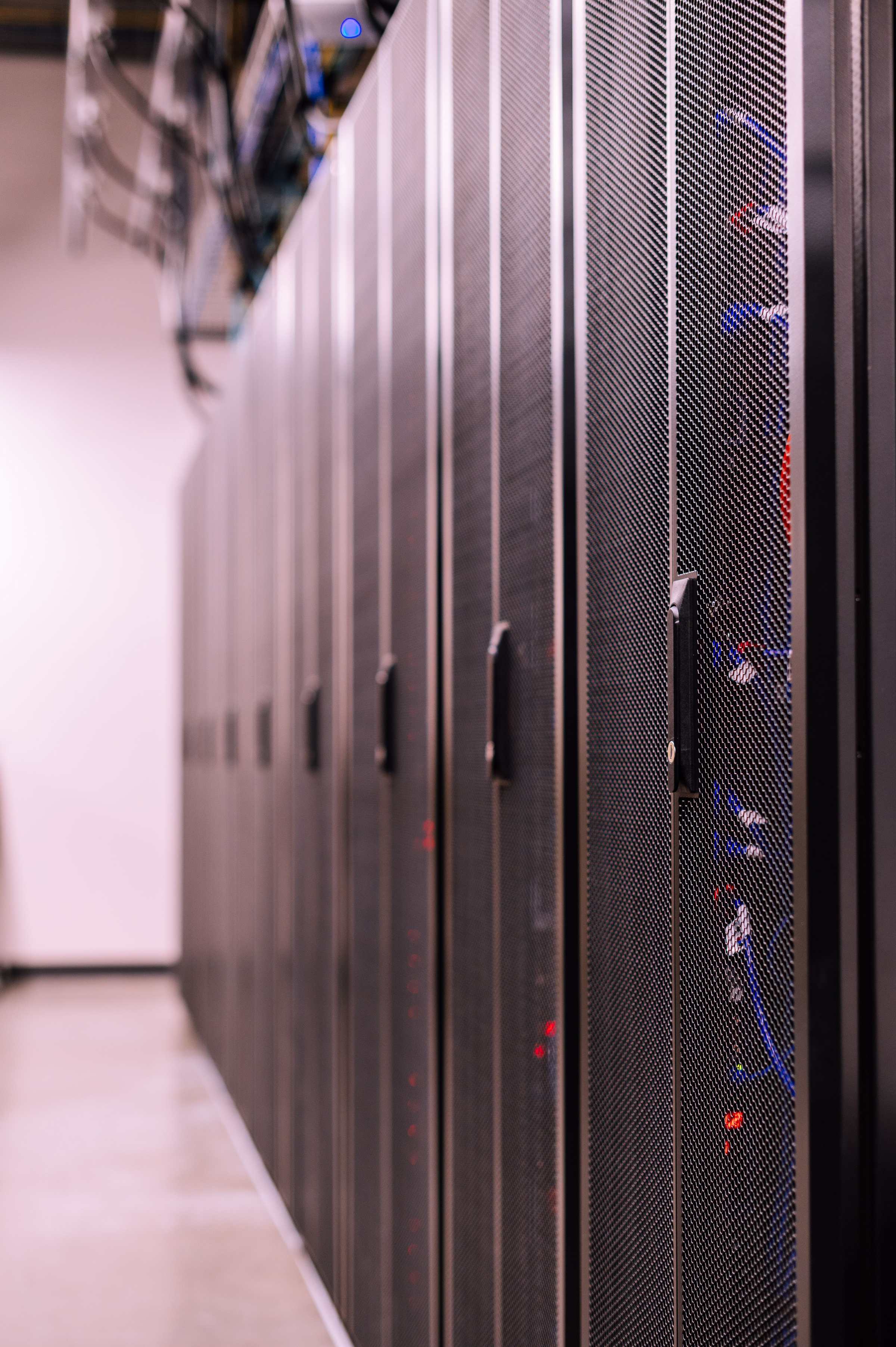 Rows of equipment racks in a data centre